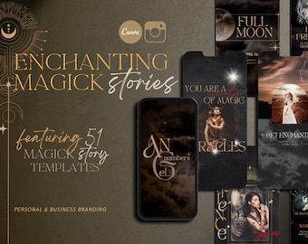 Boho black Dark Instagram Story Templates, Canva Templates, Spiritual Story Covers, Instagram Highlights, Magical Story Highlights, Coach