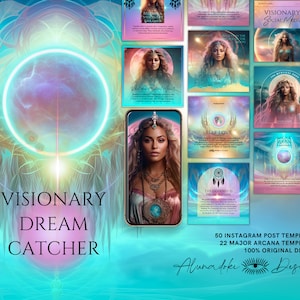 Modello Instagram spirituale, feed IG mistico turchese rosa oro Canva, Reiki coach e Yoga, Moon Magic Tarot, Human Design, Social Media