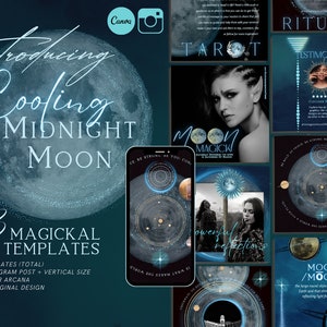 Spiritual Instagram Post Template, Astrology Canva Templates, Zodiac instagram feed, blue blue business branding, life Coach, Mystical Blog