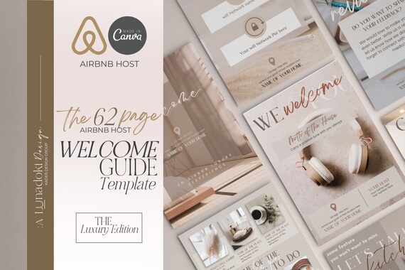 Airbnb Welcome Book Template Modern | Airbnb Guest Book Bundle | Luxury Airbnb Signs | House Manual | Rental | VRBO Host Book | Canva