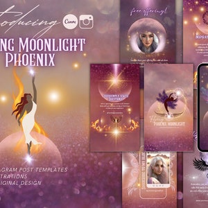 Cosmic Instagram Story Templates,  Phoenix Canva Stories, Spiritual Stories, Magical Story Highlights, Phoenix SVG Rising,  Celestial Covers
