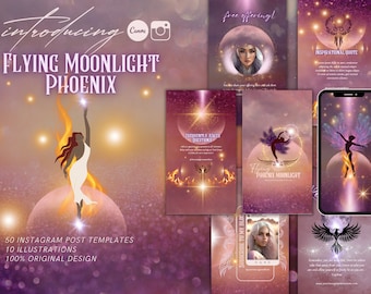 Cosmic Instagram Story Templates,  Phoenix Canva Stories, Spiritual Stories, Magical Story Highlights, Phoenix SVG Rising,  Celestial Covers