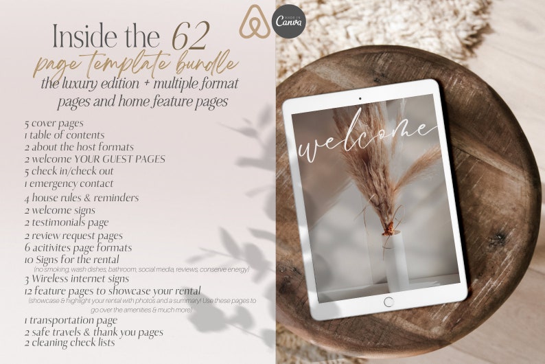 Airbnb Welcome Book Template Modern | Airbnb Guest Book Bundle | Luxury Airbnb Signs | House Manual | Rental | VRBO Host Book | Canva image 2