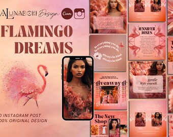 Peachy Flamingo Instagram Templates: Spiritual Social Media Feed