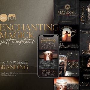 Spiritual Instagram Post Templates - Witchy Instagram Templates - Celestial Canva Design - Crystal - Moon Magic - Astrology - Zodiac - Tarot