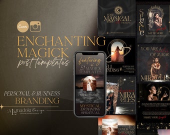 Spiritual Instagram Post Templates - Witchy Instagram Templates - Celestial Canva Design - Crystal - Moon Magic - Astrology - Zodiac - Tarot