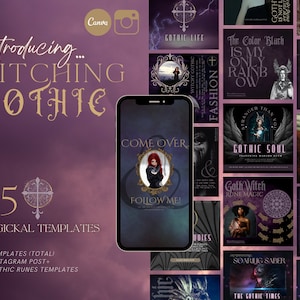 Gothic Instagram Posts Template, Witchy Canva Posts, Spiritual Instagram, Halloween Instagram Feed, Magic Runes, Dark Spiritual, Moon Magic