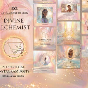 Szablon duchowego Instagrama, duchowy projekt Canva, horoskop w mediach społecznościowych, astrologia i znaki zodiaku, symbole planetarne, konstelacja