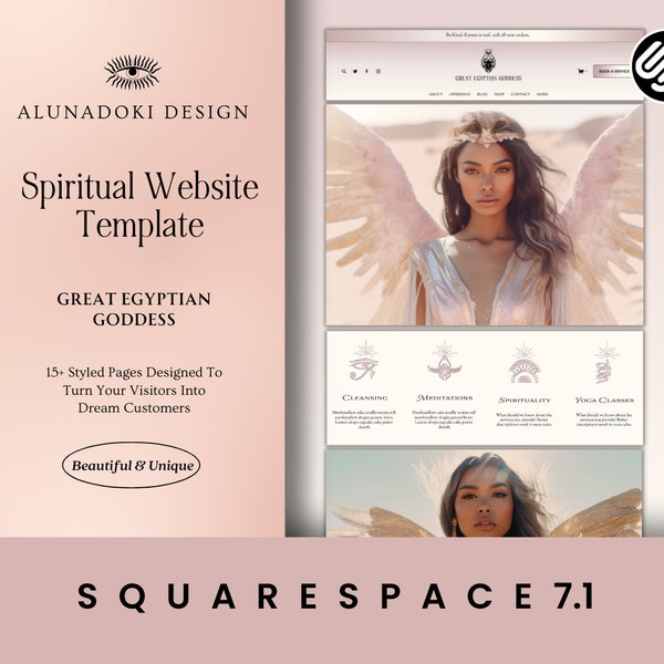 Squarespace Coaching Website, Squarespace Services Template, Egyptian Goddess, Booking Website Template, Blogger template, Spiritual Website