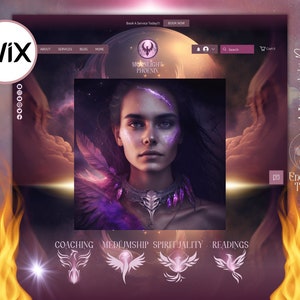 Wix Website Template Spiritual, Wellness Coach Website Design, Creative Wix Layout, Wix Web Design, Energy Healer, Purple Pink Wix Theme