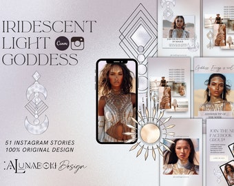 Goddess Instagram Story Templates: Silver Iridescent Canva IG Stories (51)