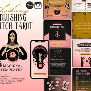 Post spirituali su Instagram, modello tela bianca rosa, modelli tela gotica, lettore di carte dei tarocchi pychici, magia della luna, feed IG stregonesco, Reiki