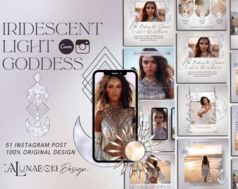 Iridescent Light Goddess Instagram Post Template: Spiritual Feed (Canva)