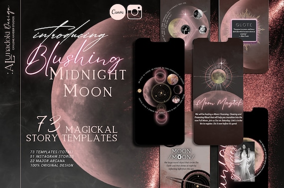 Unique Moon Magic Instagram Story Template, Editable Celestial Pink Highlight Covers, Moon Magic Tarot Cards, Spiritual Pink Highlights