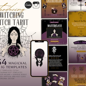 Spiritual Instagram Post Templates, Dark Grunge Canva Templates, Witchy Instagram feed, Gothic Instagram, Halloween Inspired Canva Template