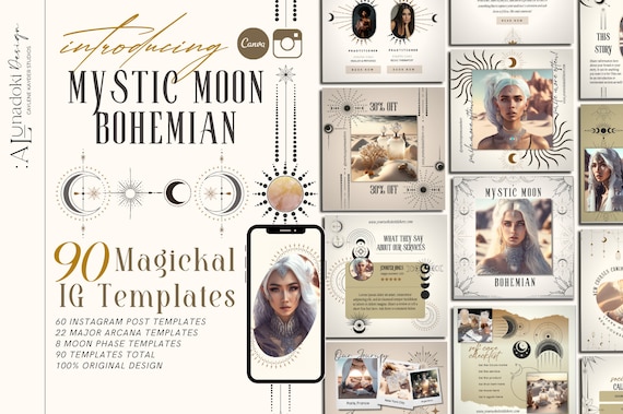 Spiritual Instagram Post Templates, white gold Canva, Holistic, Reiki Coach,Mystic Social Media Feed, Affirmations & Healing, Witchy Vibe