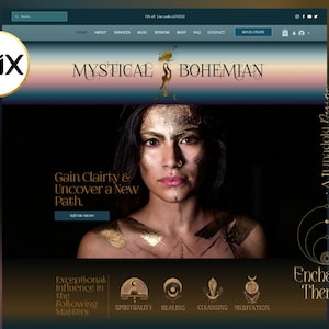 Wix Website Template Spiritual, Wellness Coach Website Design, Creative Wix Layout, Green Wix Web Design, Psychic Healer, Mystical Wix Theme