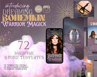 Boho Instagram Story Template: Spiritual Healer Canva Design (72 Pages)