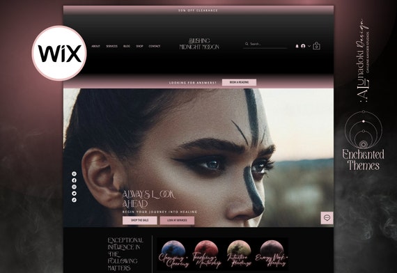 Wix Website Template Spiritual, Wellness Coach Website Design, Creative Wix Layout, Pink Wix Web Design, Moon Magic , Mystical Wix Theme