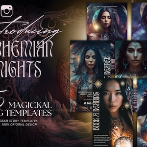 Spiritual Instagram Story Template, purple and black Canva, Fantasy, Goddess IG, Mystic Brand, Tarot, Moon & Astrology, Witchy Instagram