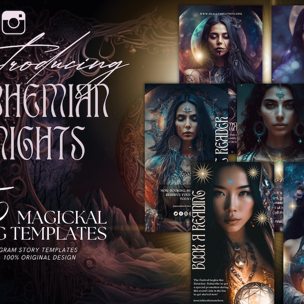 Spiritual Instagram Story Template, purple and black Canva, Fantasy, Goddess IG, Mystic Brand, Tarot, Moon & Astrology, Witchy Instagram