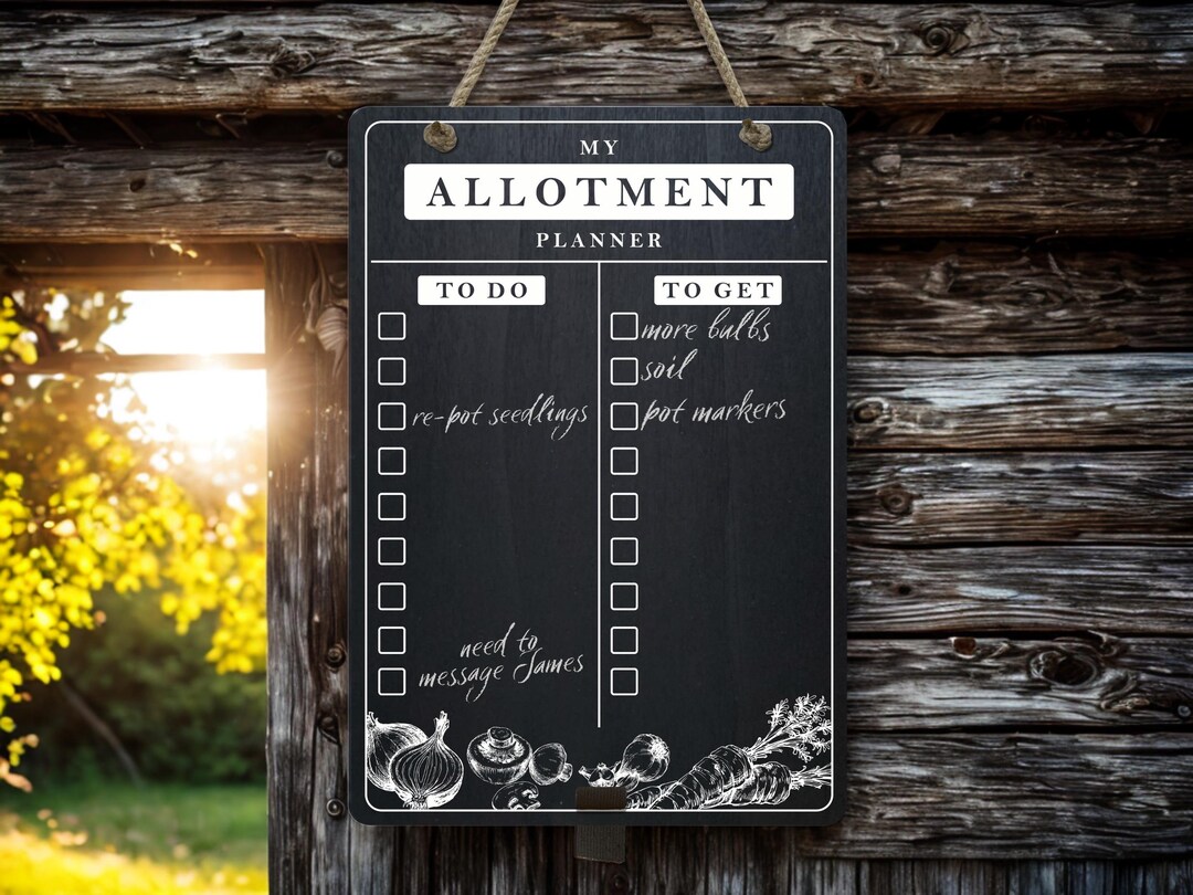 Rustic Garden Chalkboard Planner | Outdoor Allotment To-do List - Etsy