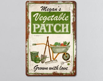 Personalised Vegetable Patch Sign, Garden Gift, Rust Effect