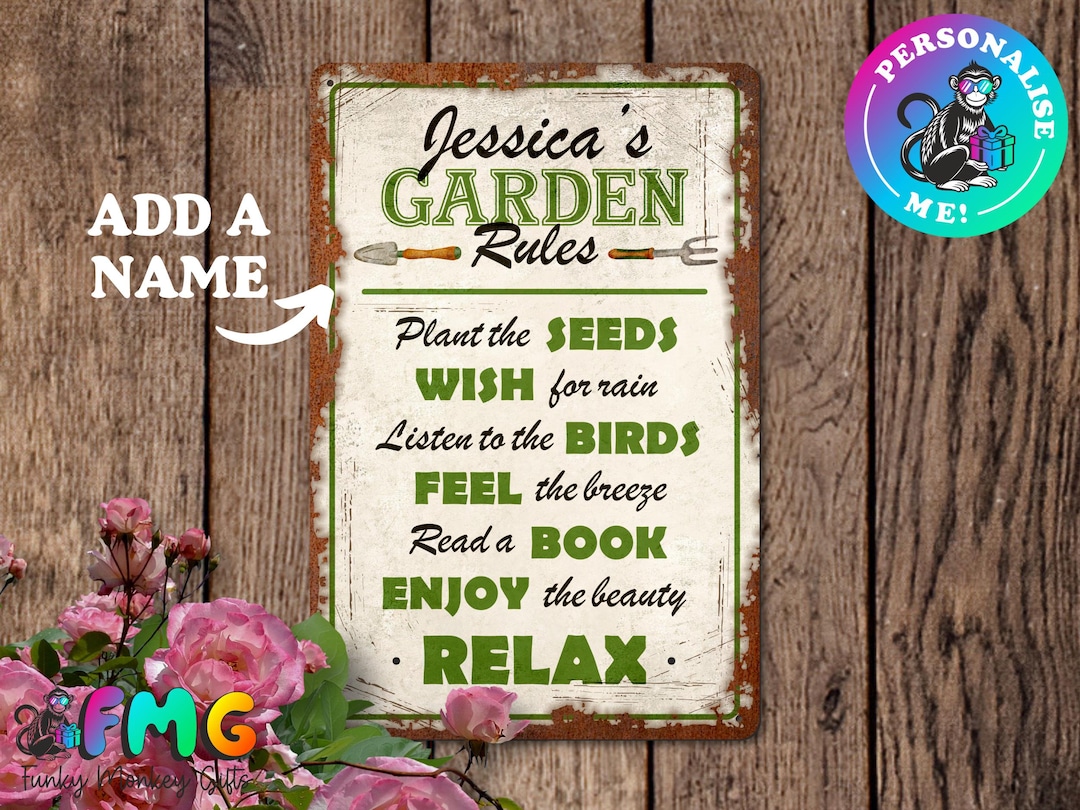 Plantsrules Sign Personalised Garden Rules Sign, Outdoor Decor - Etsy UK