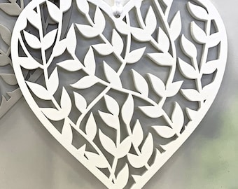 Hanging Fretwork White Heart (Leaves) Home Decor Gift