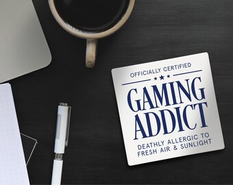 Gaming Addict Coaster | Funny Gamer Secret Santa Gift for Him