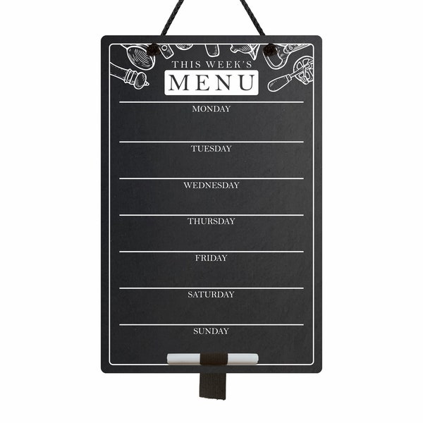 THIS WEEK'S MENU Family Meal Dinner Planner- Indoor Chalkboard Blackboard