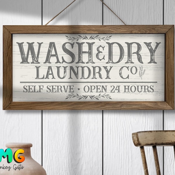 Rustic Farmhouse Laundry Room Sign, Chic Home Decor