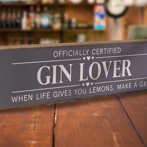 Gin Lover | Mini Wooden Sign, Funny Bar Decor, G&T Drinker Gift