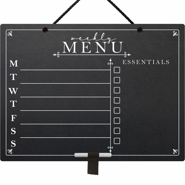 WEEKLY MENU Family Meal Dinner List Planner- Indoor Chalkboard Blackboard