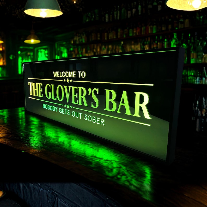 Personalised LED Neon Bar Sign - Custom Home Bar Mirror image 2