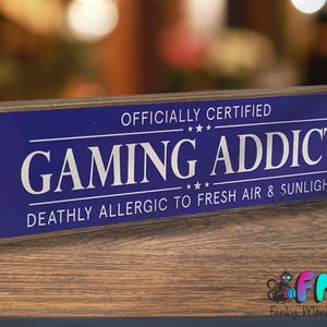 Gaming Addict Mini Block Sign | Funny Gamer Desk Decor