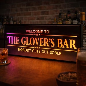 Personalised LED Neon Bar Sign - Custom Home Bar Mirror image 1