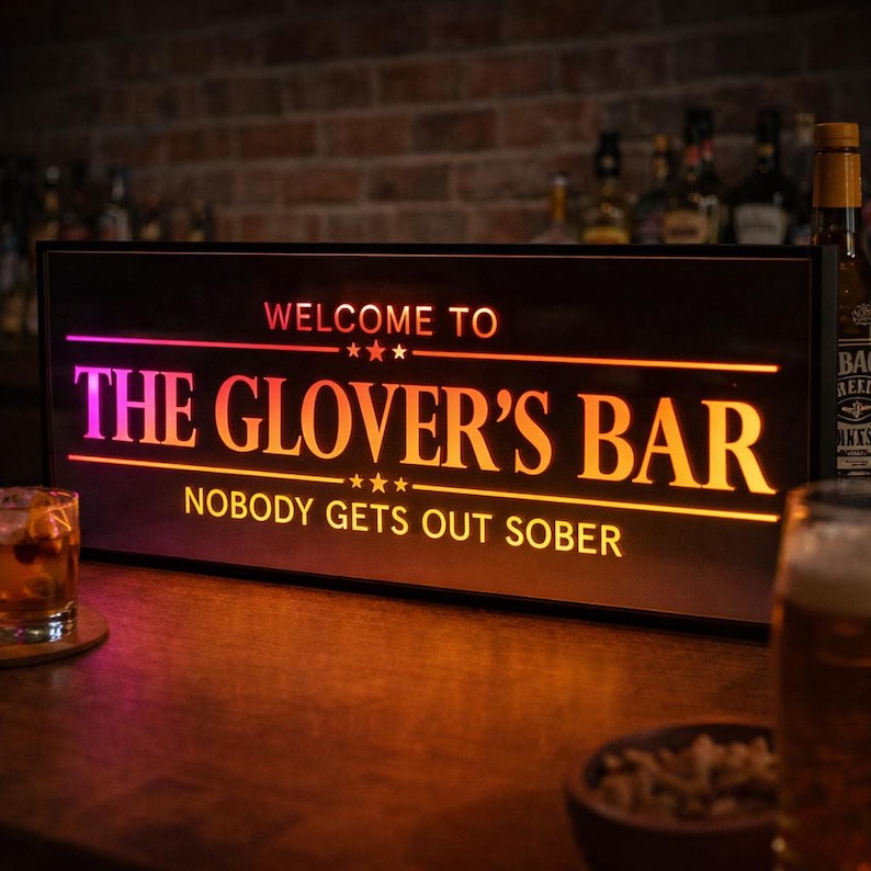 Personalised LED Neon Bar Sign - Custom Home Bar Mirror image 1