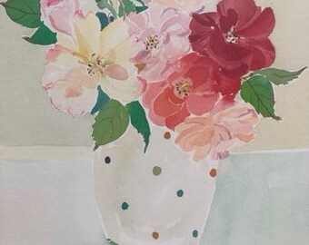 Roses in Spotty Vase