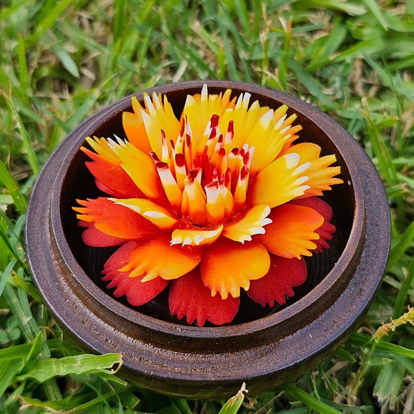 Authentique cadeau parfumé thaïlandais, fleur artisanale artisanale, savon floral de luxe décoratif de luxe naturel sculpté à la main (orange, 3 pouces)
