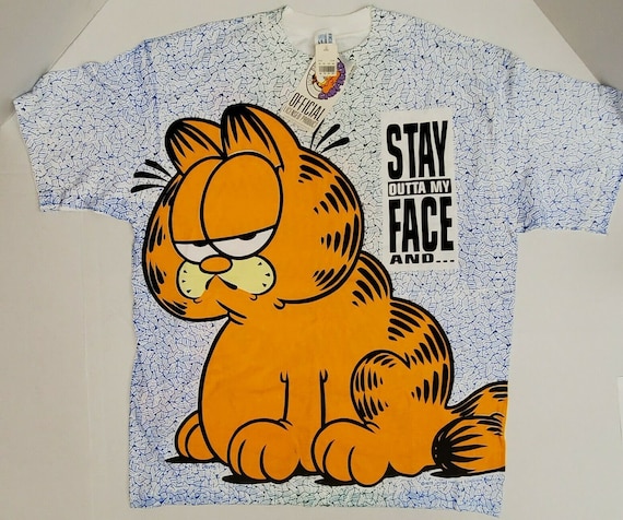 NWT All Over Print Garfield Stay Outta My Face T S