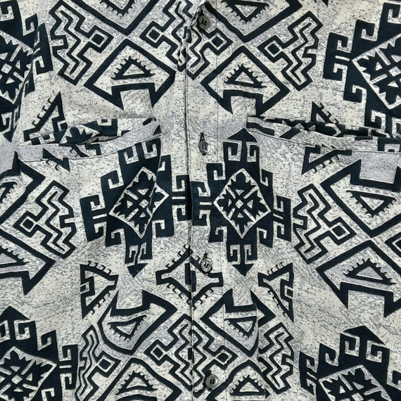 1980s Riccardo Bini Southwestern Aztec Pattern LS… - image 3