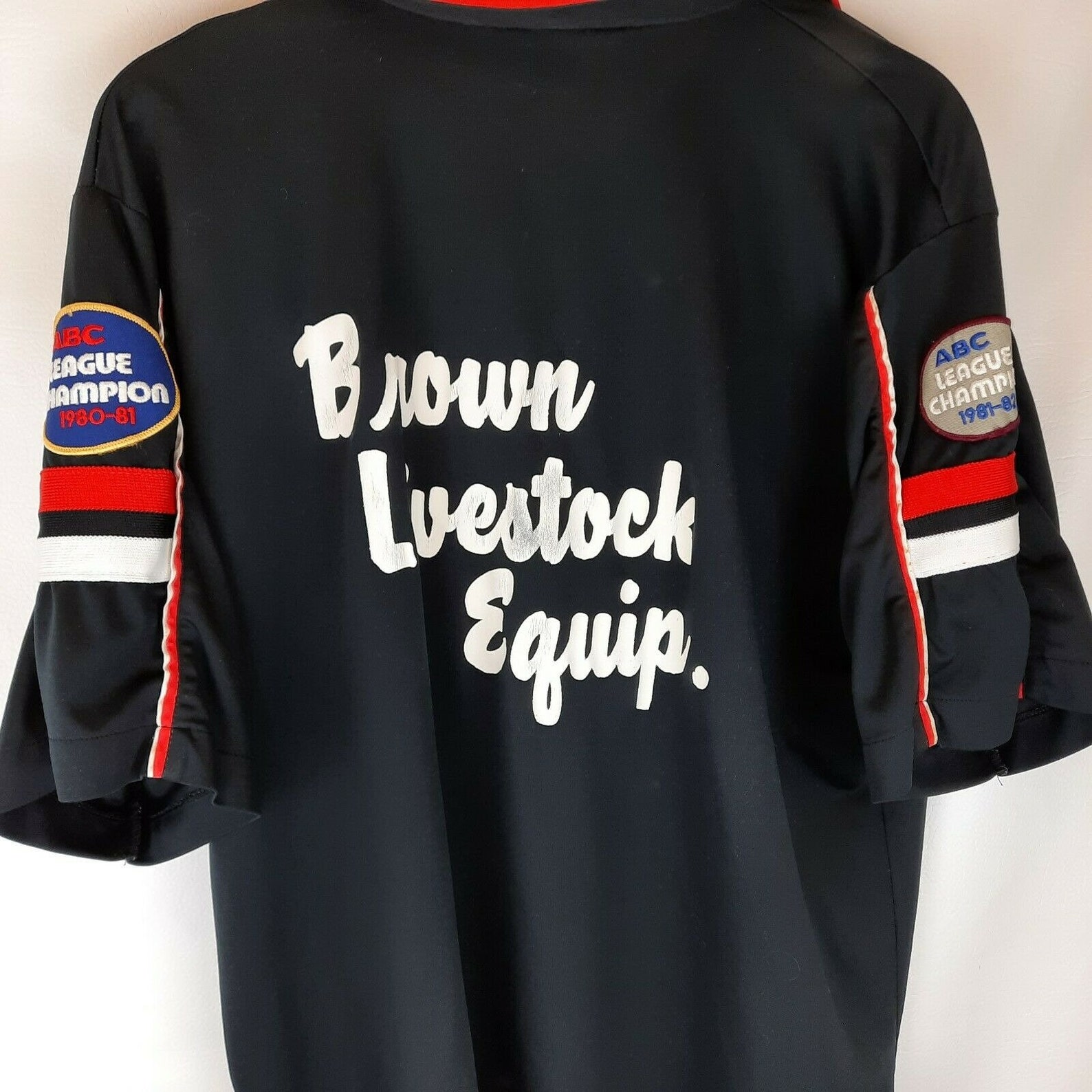 Vintage 1980 ABC League Champ Retro Bowling Shirt con Patches Etsy