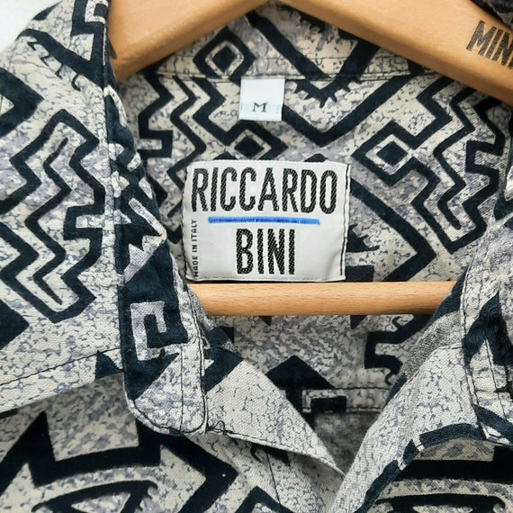 1980s Riccardo Bini Southwestern Aztec Pattern LS… - image 4