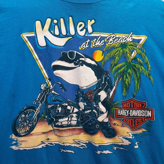 Vintage 80s Harley Davidson Orca Whale Maui Hawaii Ride the Big 