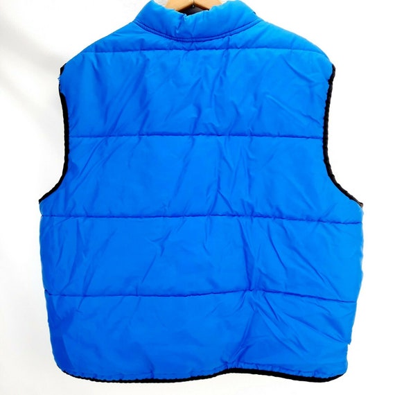 Vintage 80's Blue Quilted Puffer Ski Vest USA Qua… - image 2