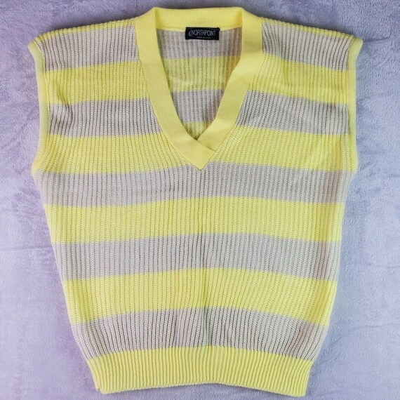Vintage 1970s Yellow Cable Knit Sweater Vest Sportswear Deluxe Men's M