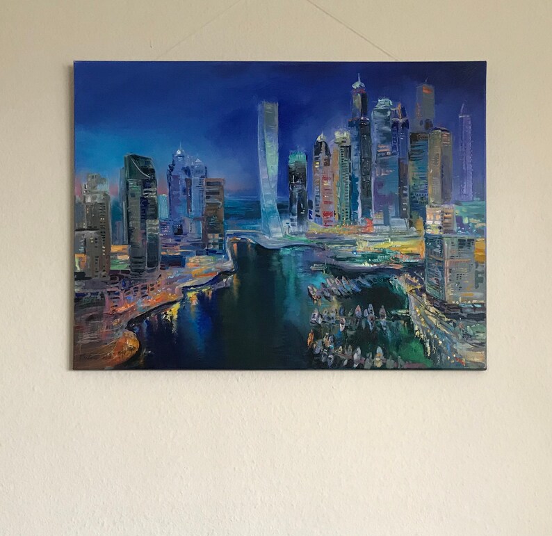 Dubai Oil Painting Original Landscape on Canvas by Katharina Etsy