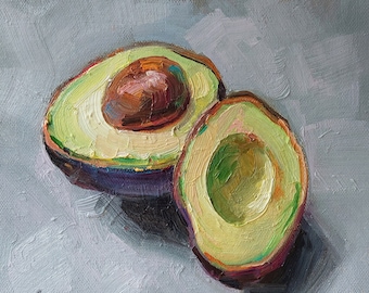 Avocado oil painting small still life original painting wall decor picture for kitchen