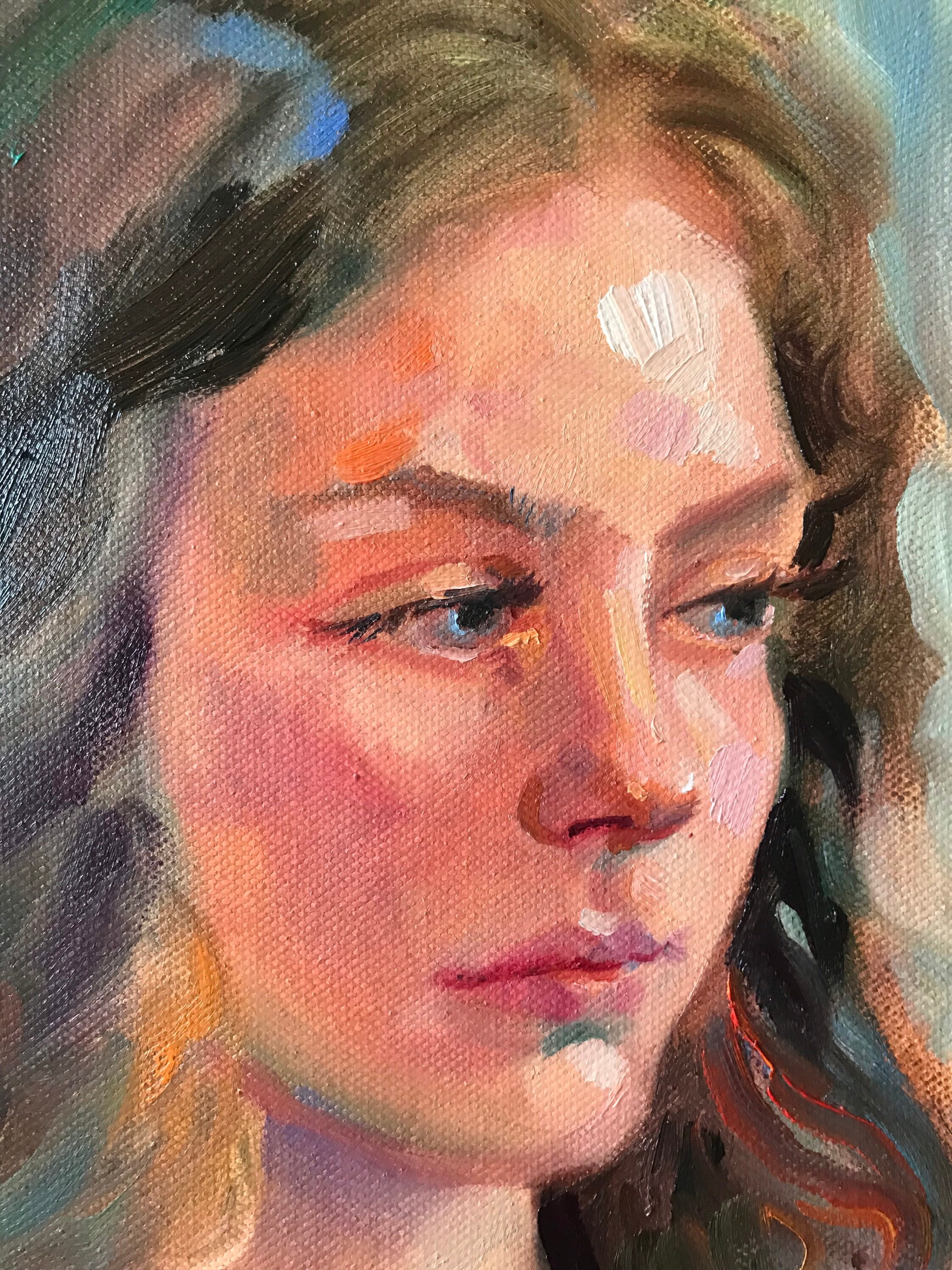 女性の絵画、少女の肖像画、抽象的な女性の顔、オリジナルの絵画、油絵